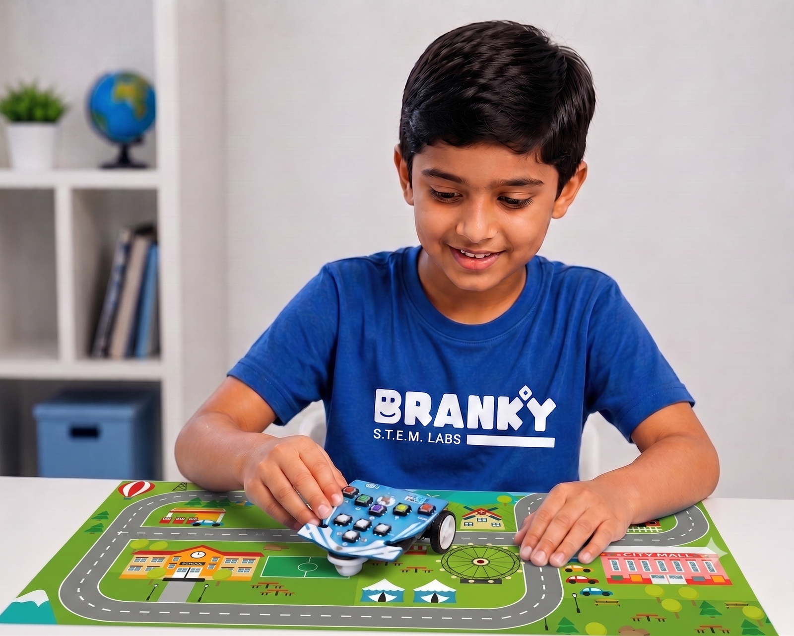 Young child exploring early robotics and STEM activities at Branky STEM Labs Vadodara